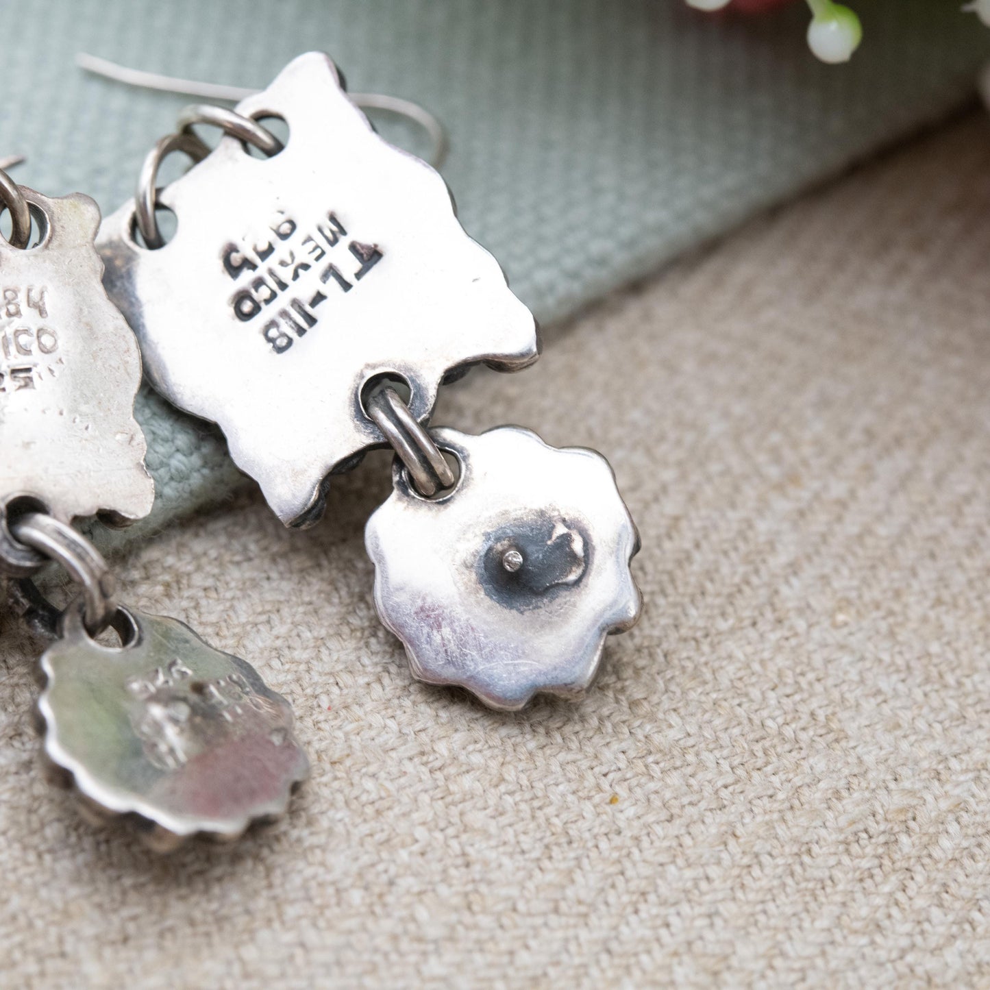 Vintage Mexican Sterling Silver Amethyst Drop Earrings - Beaded Rope Twist Design | Purple Gemstone | Taxco Mexico Jewellery Gift