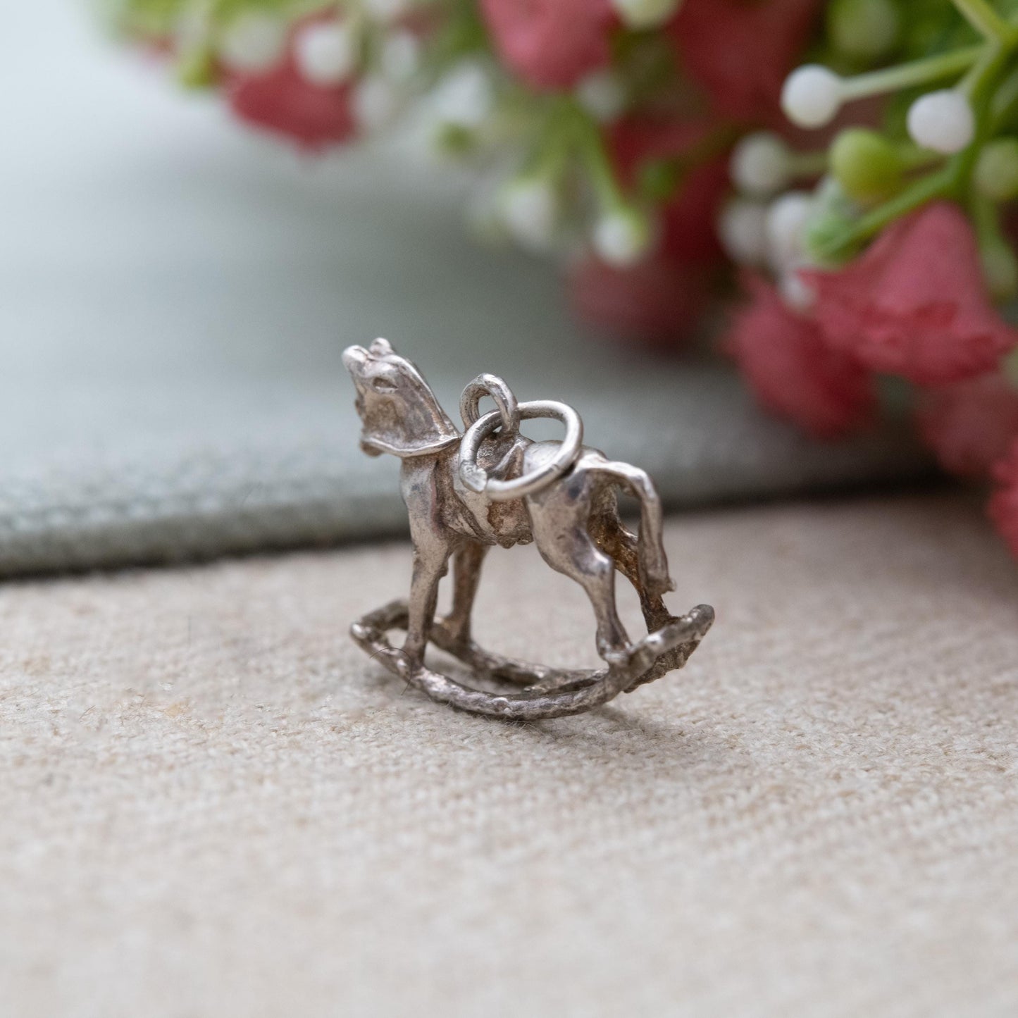 Vintage Sterling Silver Small Rocking Horse Charm Pendant - Detailed Animal Children's Toy | Horse Girl | Gift for Charm Bracelet