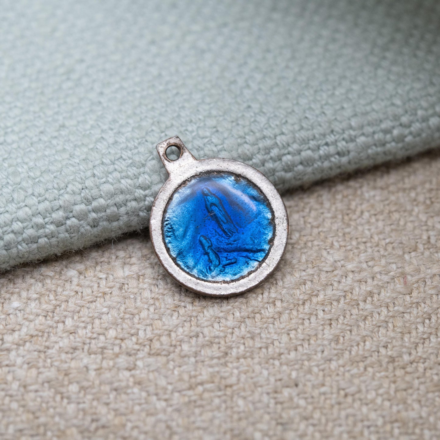 Vintage Enamel Virgin Mary Charm - Virgin Mary Mother of Jesus Christ | Religious Jewellery Christian Pendant Charm
