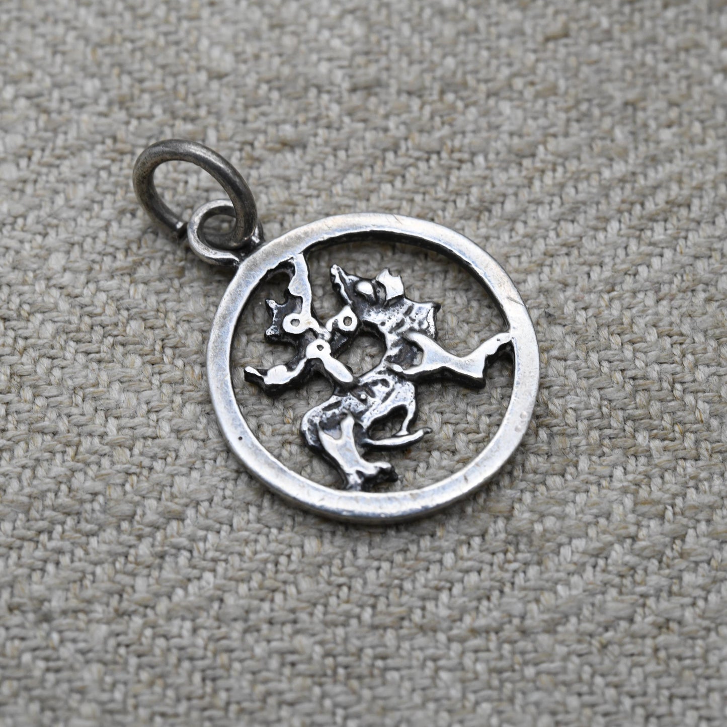 Vintage Sterling Silver Maeshowe Dragon Pendant Charm - Scottish Traditional Celtic Dragon Design | Souvenir Gift for Necklace Chain