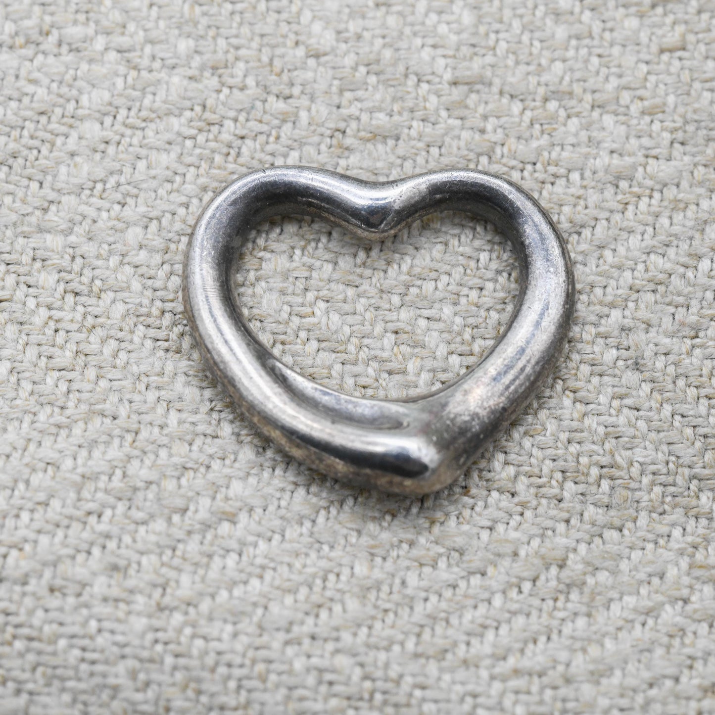 Tiffany & Co Elsa Peretti Silver Open Heart Pendant Necklace - Medium Sized Openwork Romantic Gift | Genuine Signed Designer Jewellery