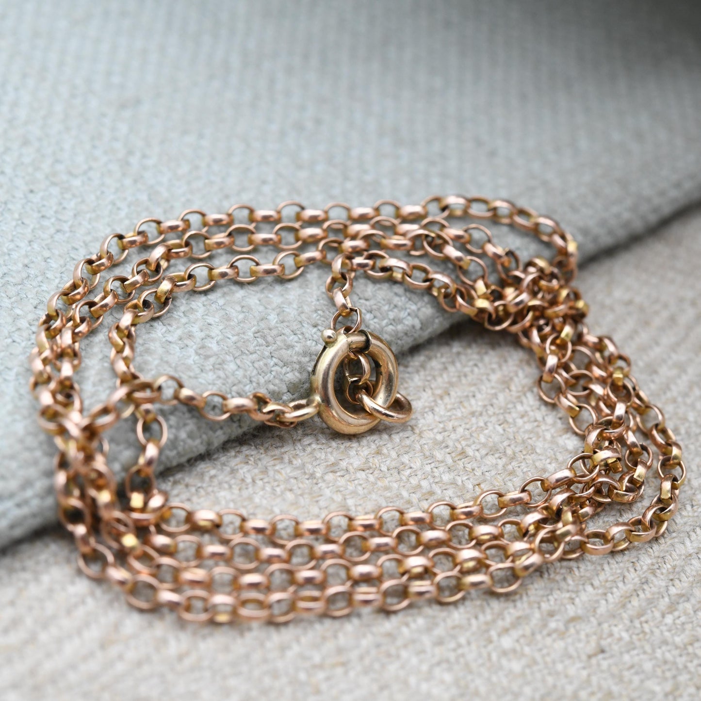 Antique 9ct Gold Belcher Chain Necklace c. 1920s - Cable Link Unisex Yellow Gold Everyday Jewellery | 24" | 62cm