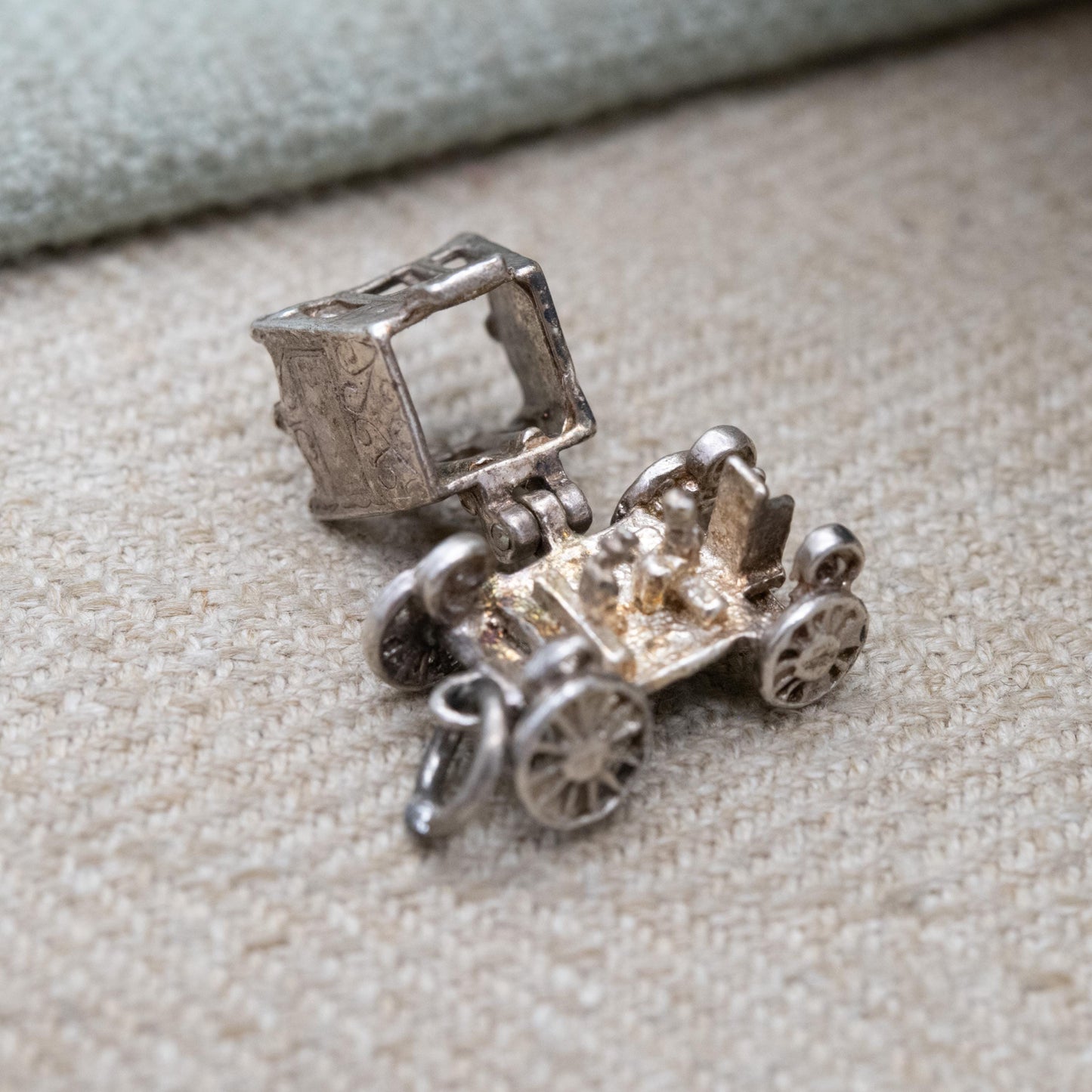 Vintage Sterling Silver Opening Fantasy Carriage Charm Pendant - Stage Coach Charm | Little Passengers | Gift for Charm Bracelet