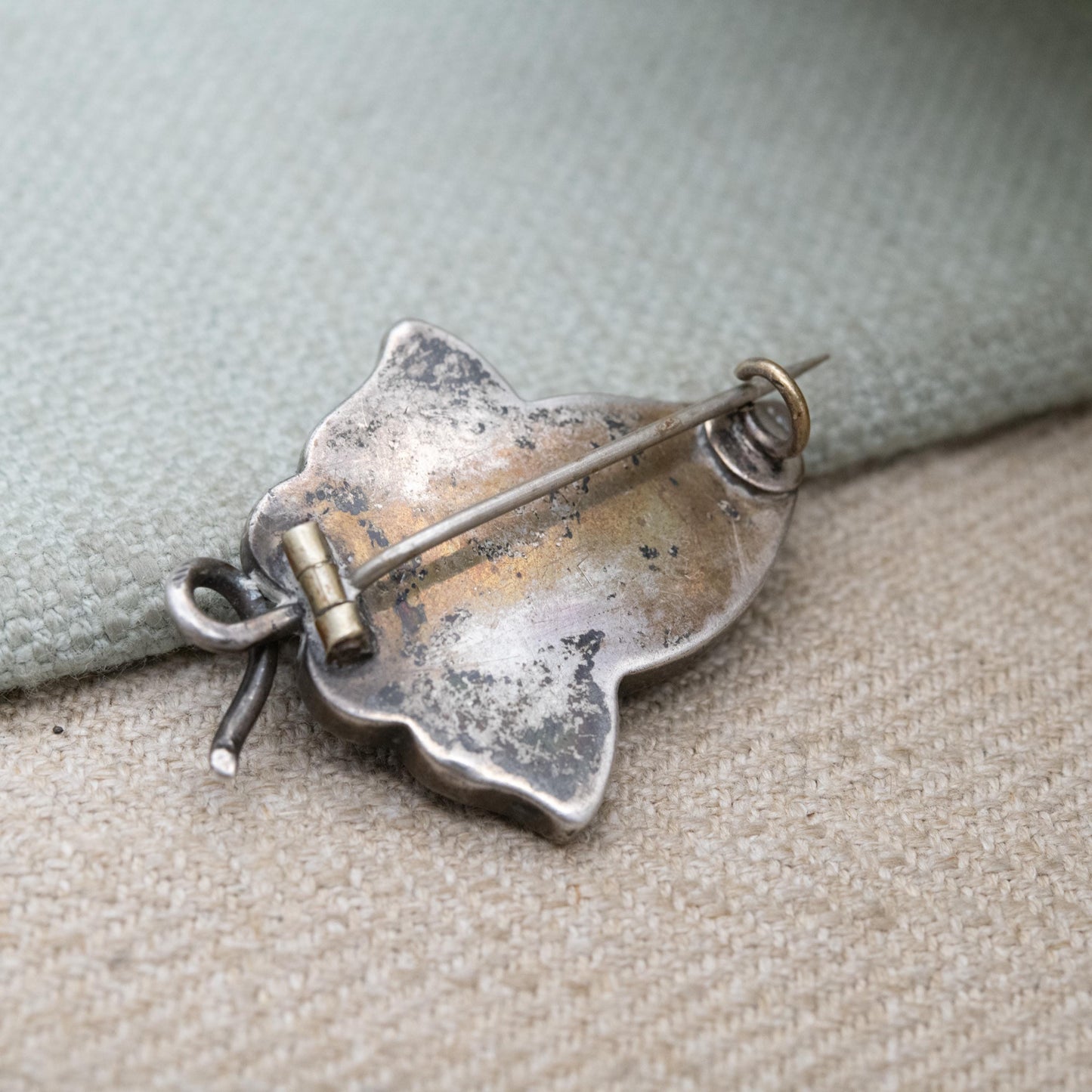 Antique Victorian Silver Scottish Agate Ivy Brooch - Scottish Hardstone Natural Gemstones | Collectable | Sterling Silver