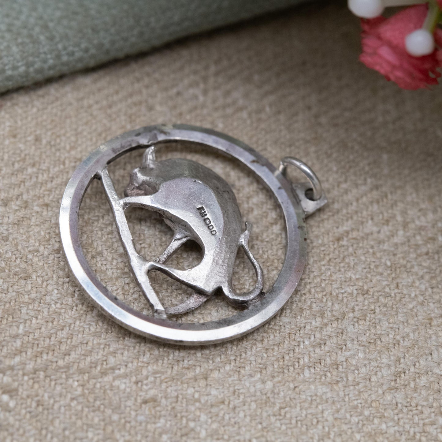 Vintage Sterling Silver Taurus Bull Fred Manshaw Pendant - Astrological Zodiac Star Sign | c. 1970s Mid-Century April May Birthday Gift