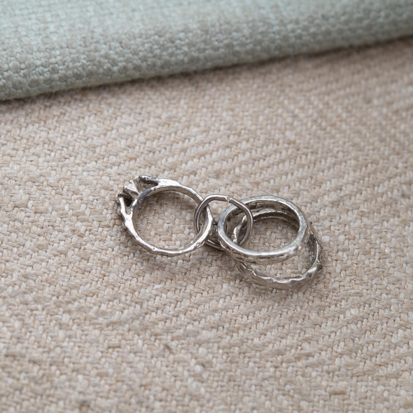 Vintage Sterling Silver Mini Wedding Ring Set Charm Pendant - Eternity Band Wedding Band and Engagement Ring | Gift for Charm Bracelet