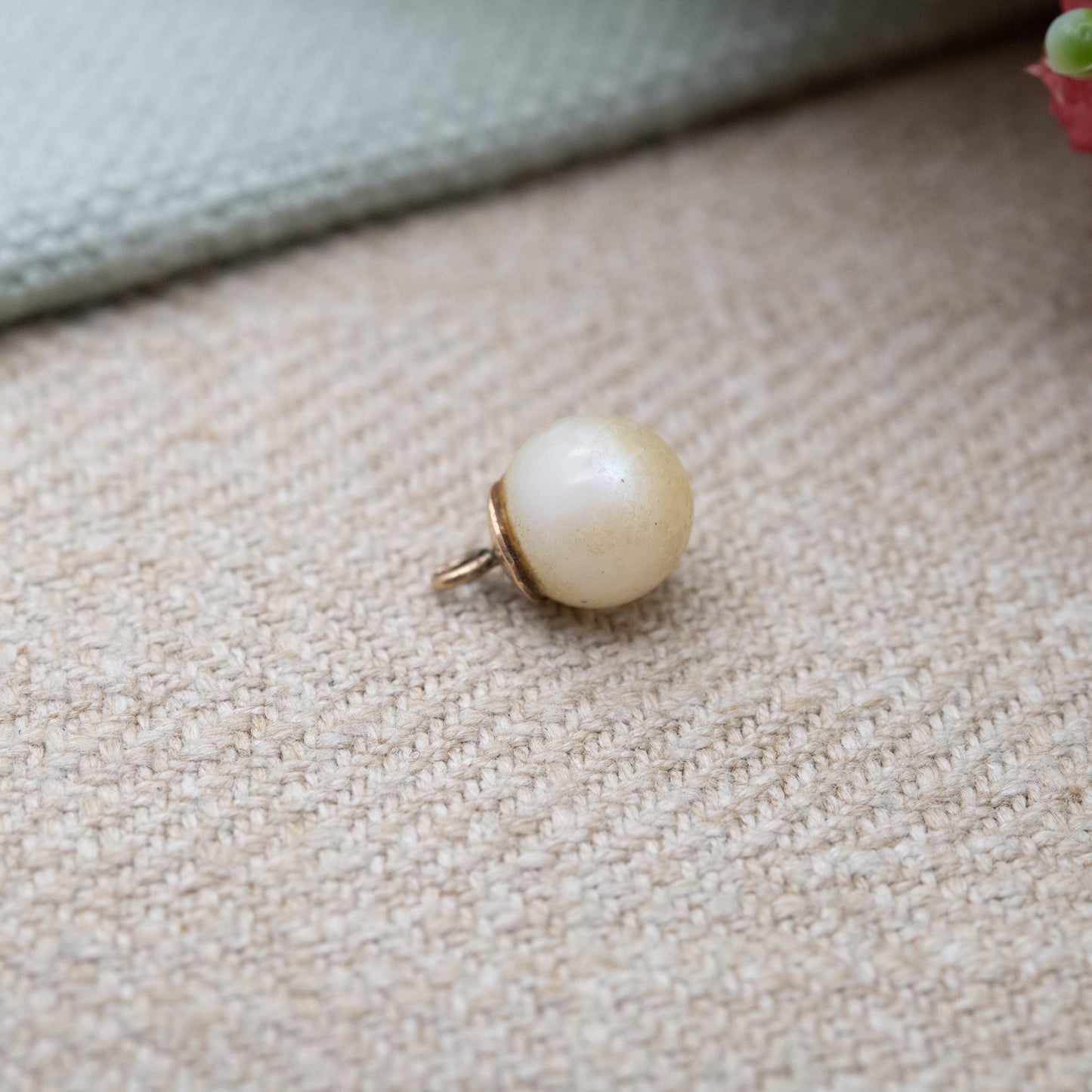 Vintage 9ct Gold Faux Pearl Pendant c. 1960s - for Charm Necklace