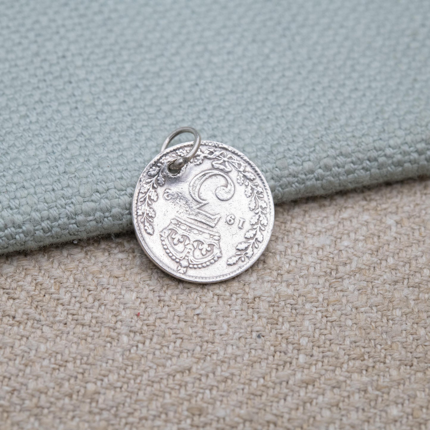 Vintage Silver George V Three Pence 1912 Coin Charm Pendant - Silver Coin Jewellery