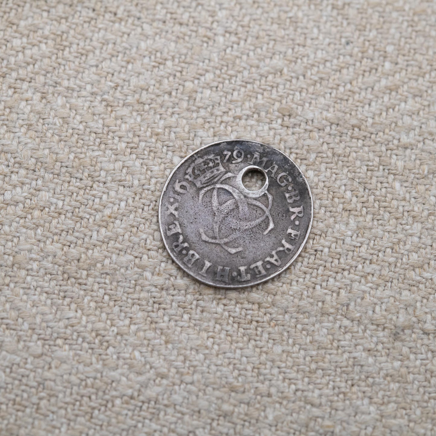 Antique 1679 Charles II Threepence Coin Charm Pendant - Old English Threepence | Pierced Sterling Silver Coin Jewellery
