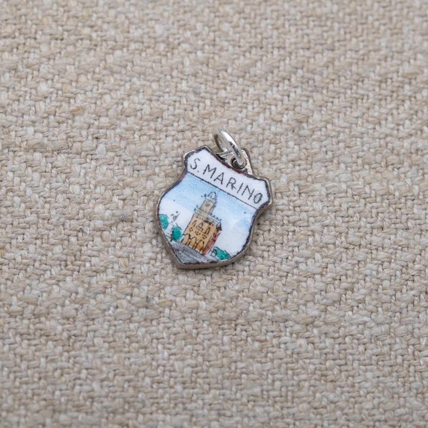 Vintage Silver San Marino Travel Charm Pendant - European Italian Souvenir Gift for Charm Bracelet