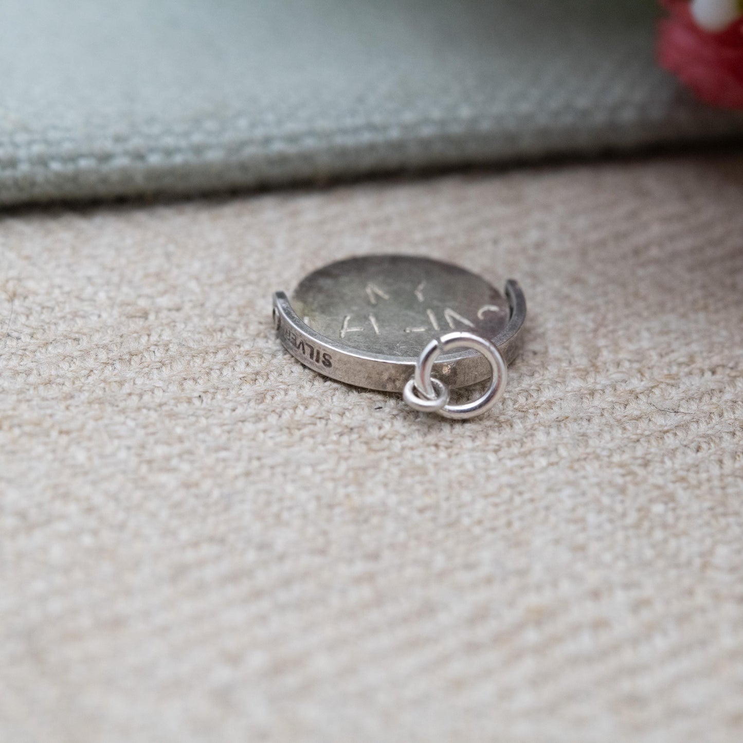 Vintage Sterling Silver My Darling Spinning Charm Pendant - Spinner Fob Letters And Words | Gift for Charm Bracelet Necklace Stack