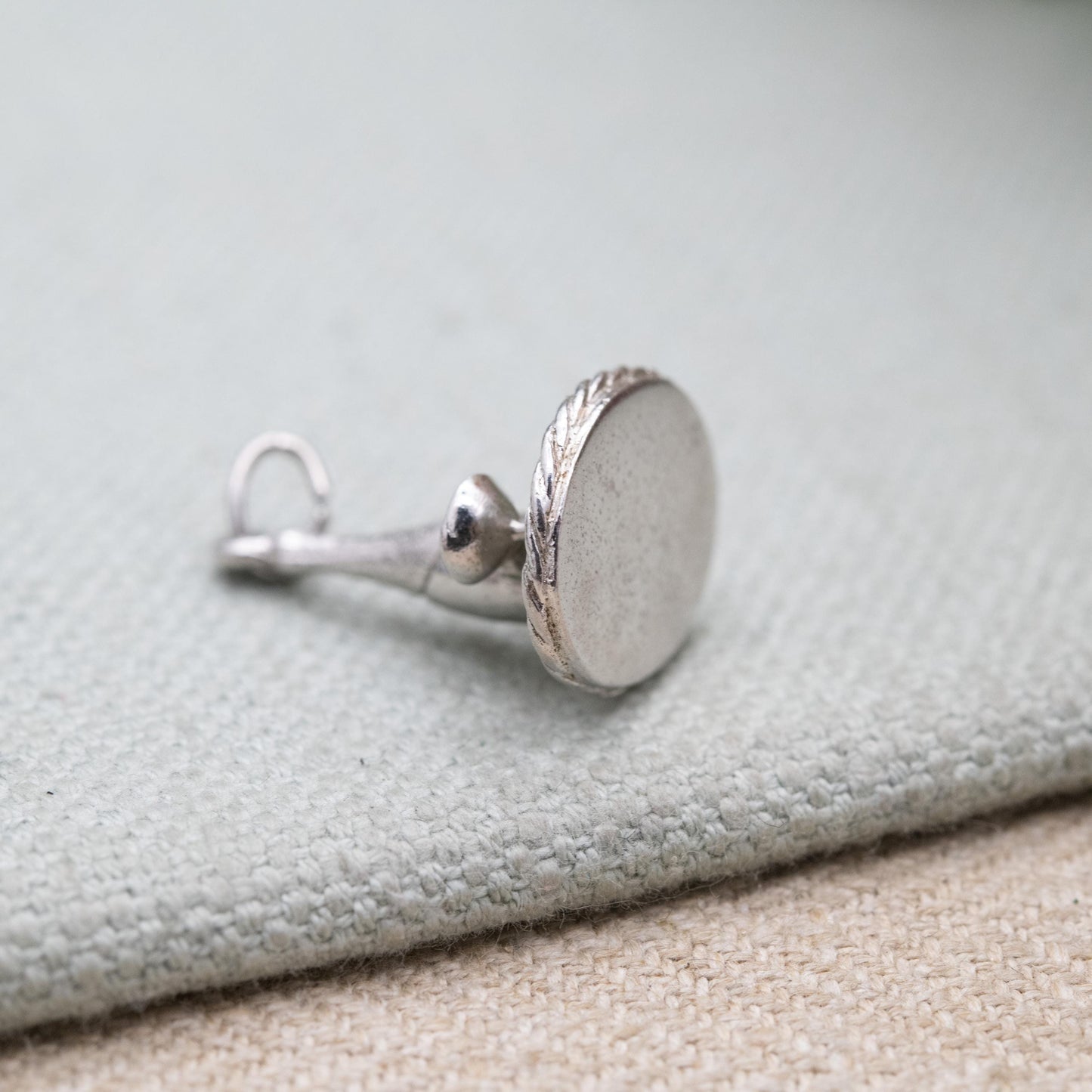 Vintage Sterling Silver Champagne and Goblets Charm Pendant - Detailed and Textured | Souvenir Gift for Charm Bracelet