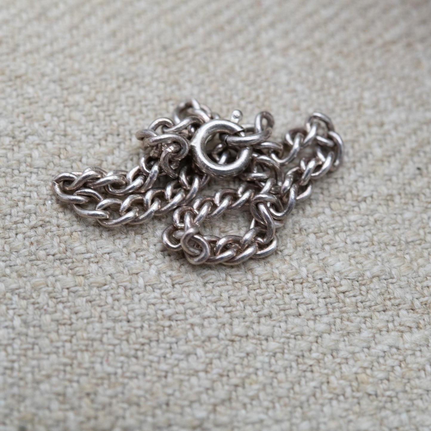 Vintage Sterling Silver Chain Curb Link Chain Bracelet - Small Charm Bracelet | Gift for Him | Gift for Her