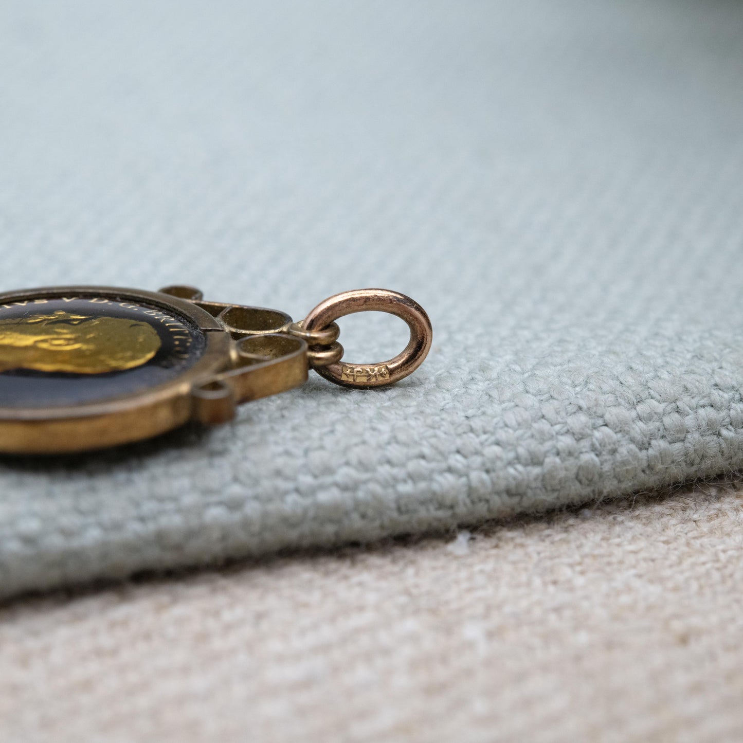 Vintage Enamel Silver 1931 George V Three Pence Coin Pendant in Sterling Silver Mount by Kollmar & Jourdan