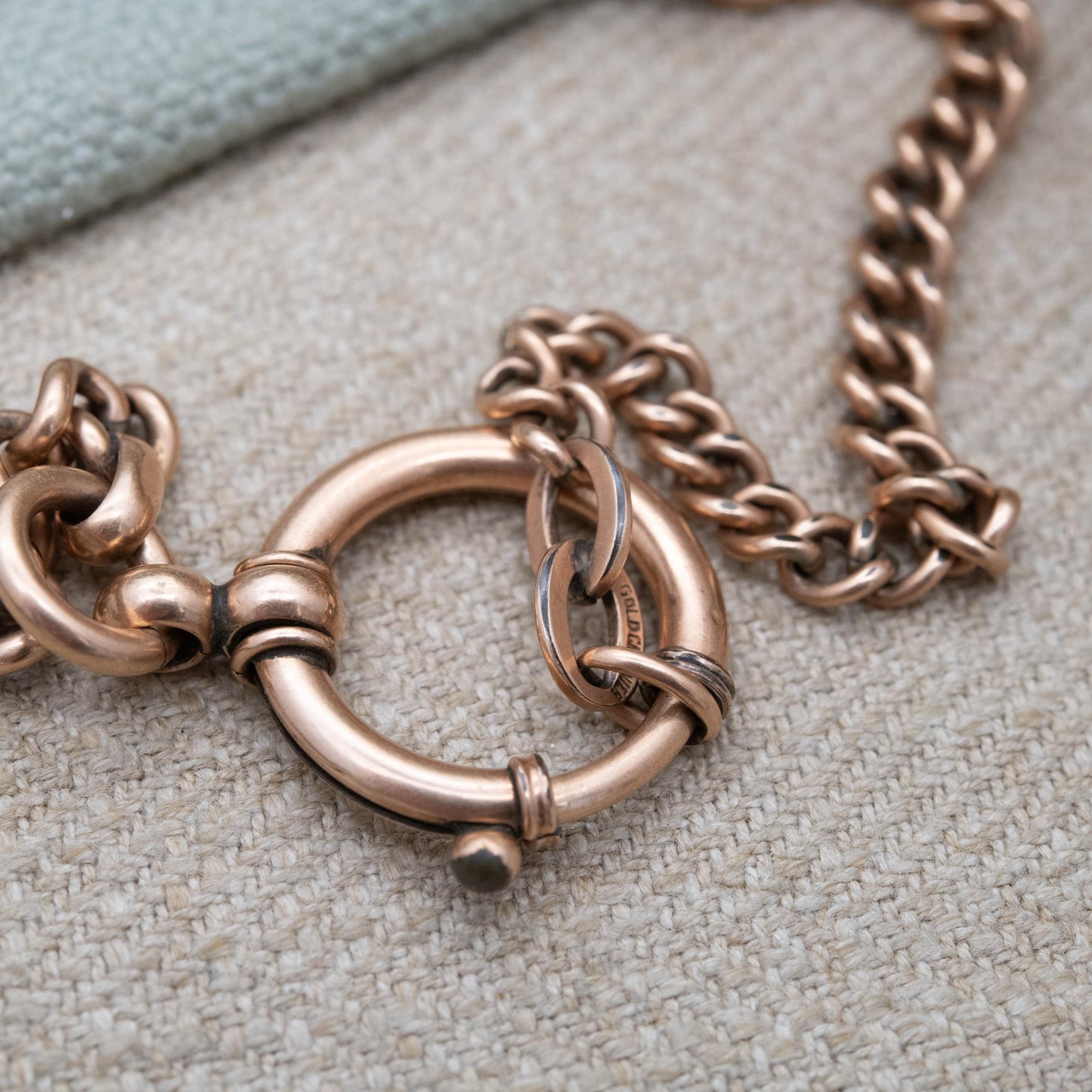 Antique Gold Charnier Watch Chain with Bolt Ring Clasp c. 1900s