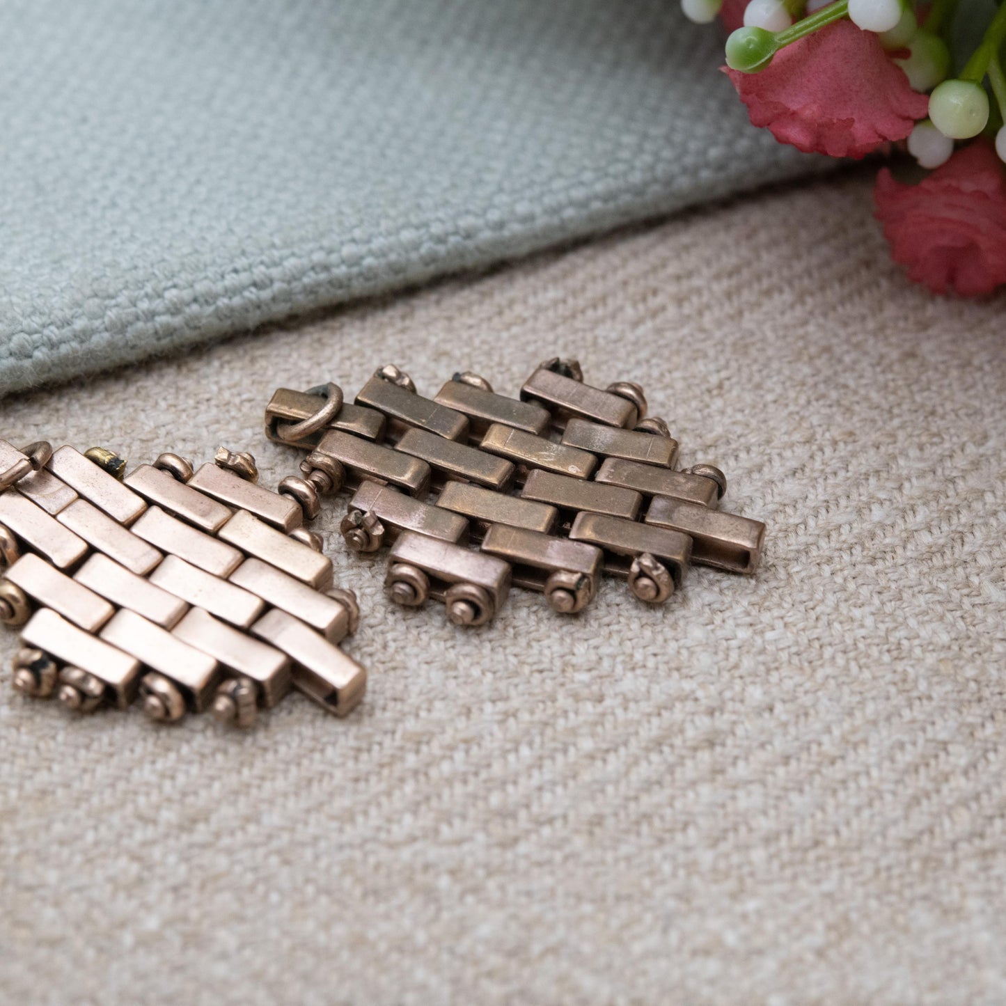 Jakob Bengel Art Deco Brickwork Ear Pendants - Mauerwerk Brick Link | Machine Age Collectable Costume Jewellery