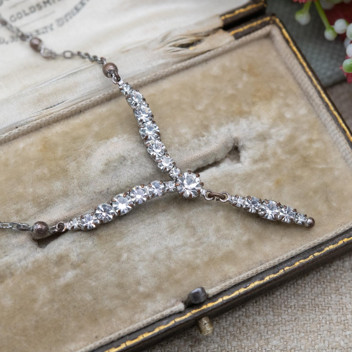 Vintage Christian Dior Crystal Necklace Y2K Signed Designer Jewellery - Adjustable Length