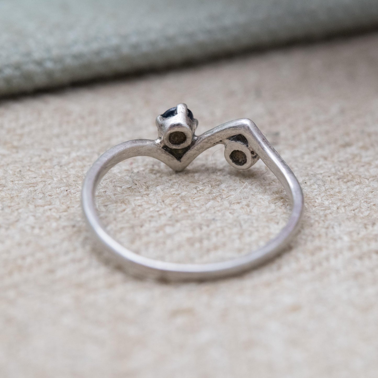 Vintage Sterling Silver Two Stone Sapphire Ring - UK Size - J 1/2 | US Size - 5