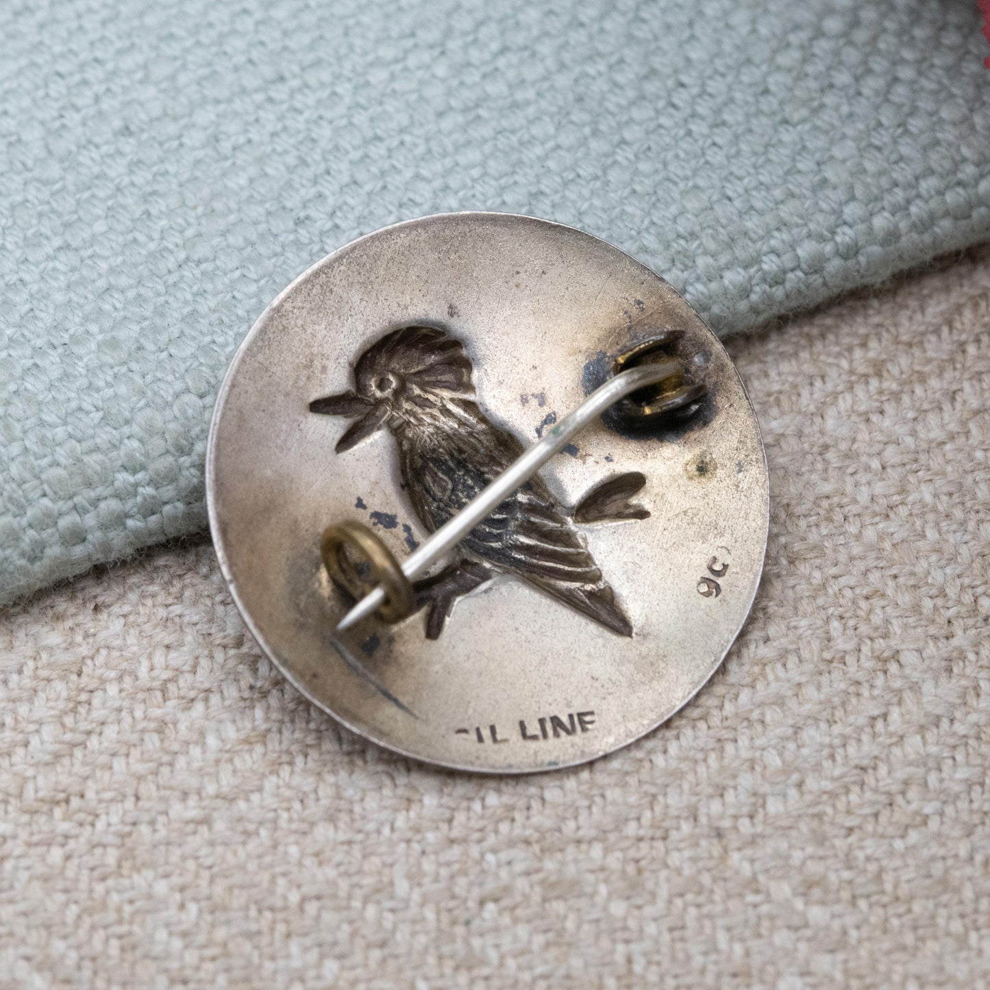 Antique Silver Lined 9ct Gold Kookaburra Bird Brooch - Gift for Bird Watcher