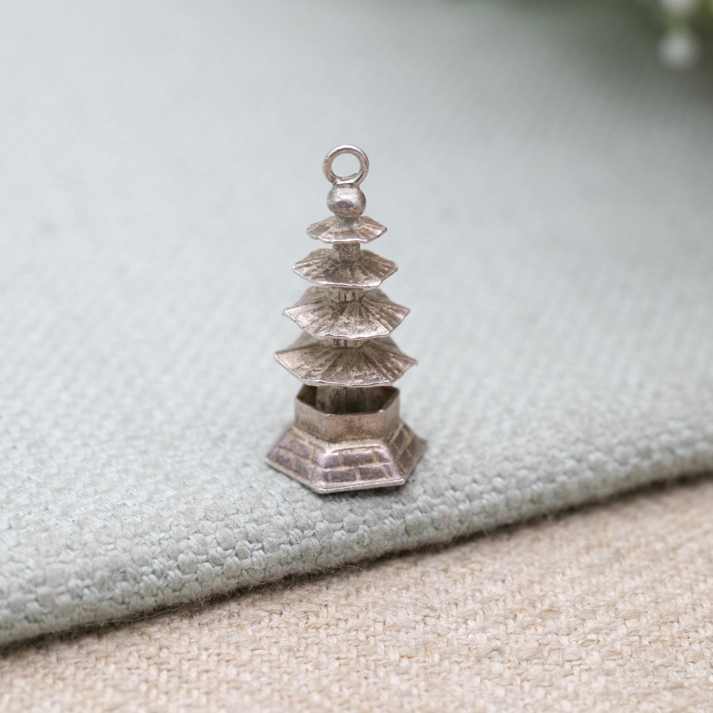 Vintage Sterling Silver Pagoda Charm Pendant - Japanese Gardens | Japan Souvenir Gift for Charm Bracelet