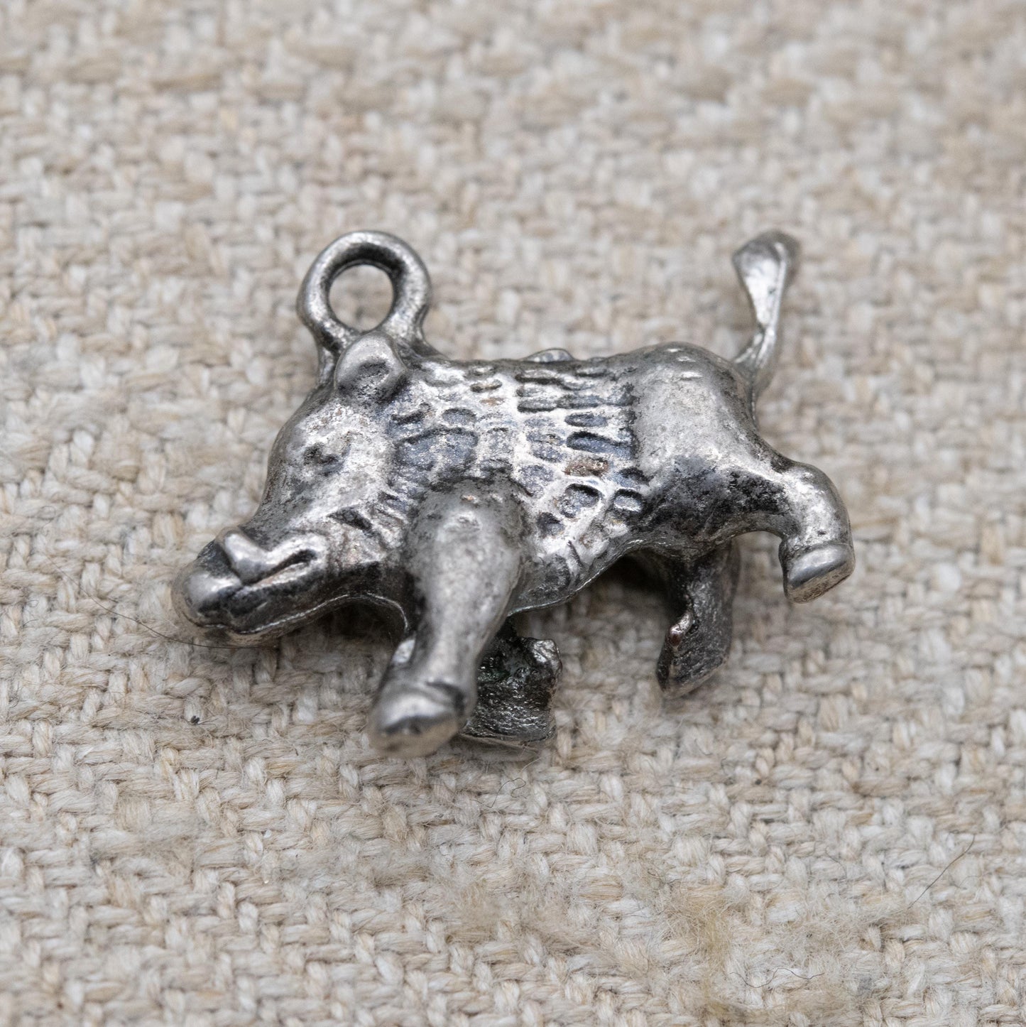 Vintage Sterling Silver Boar Charm Pendant - Detailed Warthog Pig Animal Jewellery | Nature Lover Charm Bracelet Necklace