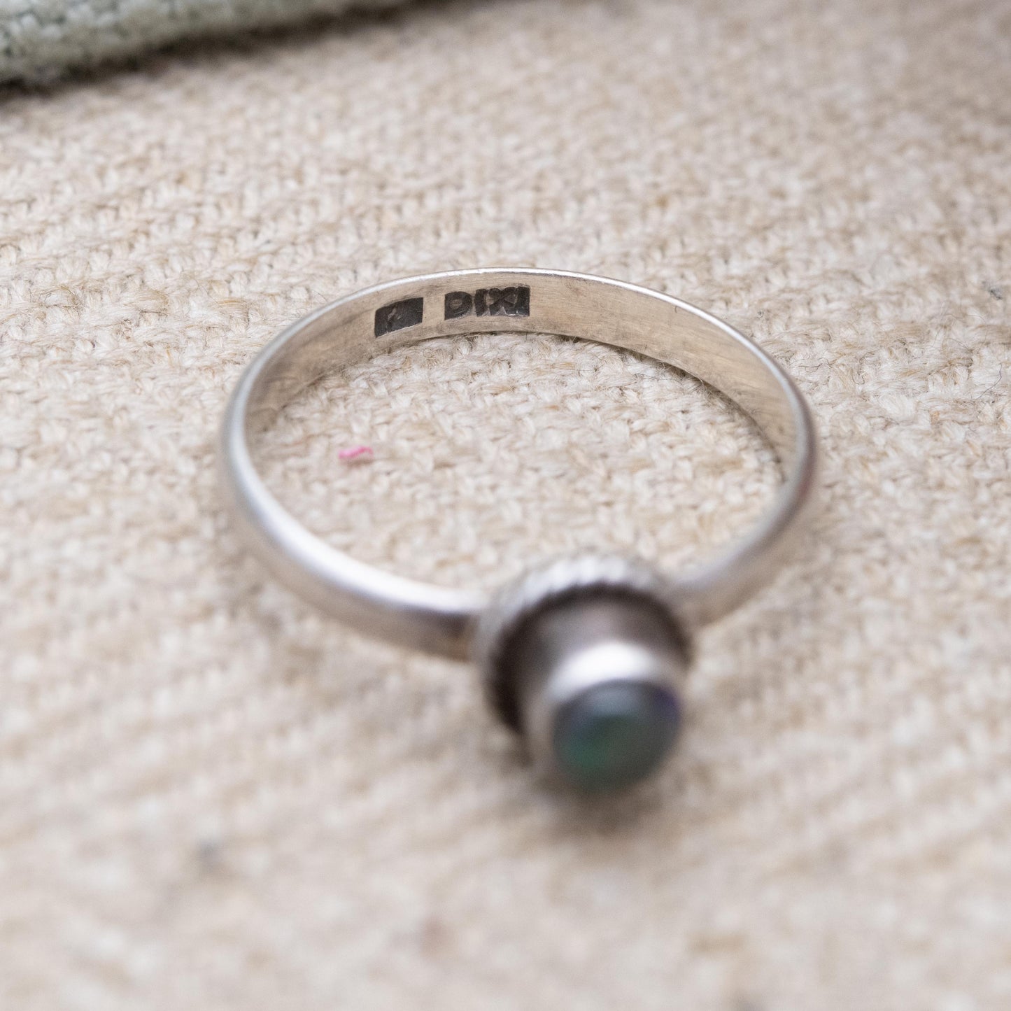 Vintage Dixi Sterling Silver Labradorite Ring - Cabochon Solitaire Ring | UK Size - L | US Size - 5 3/4