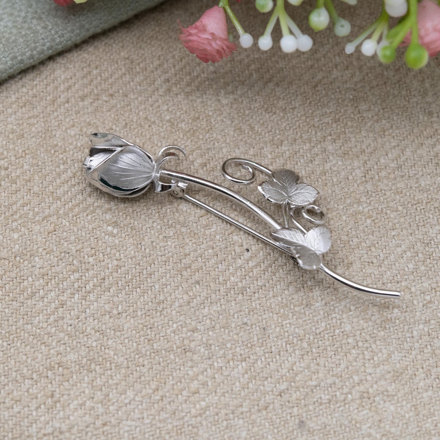 Vintage Sterling Silver Tulip Flower Brooch by Ecco - Large Floral | Romantic Gift for Her