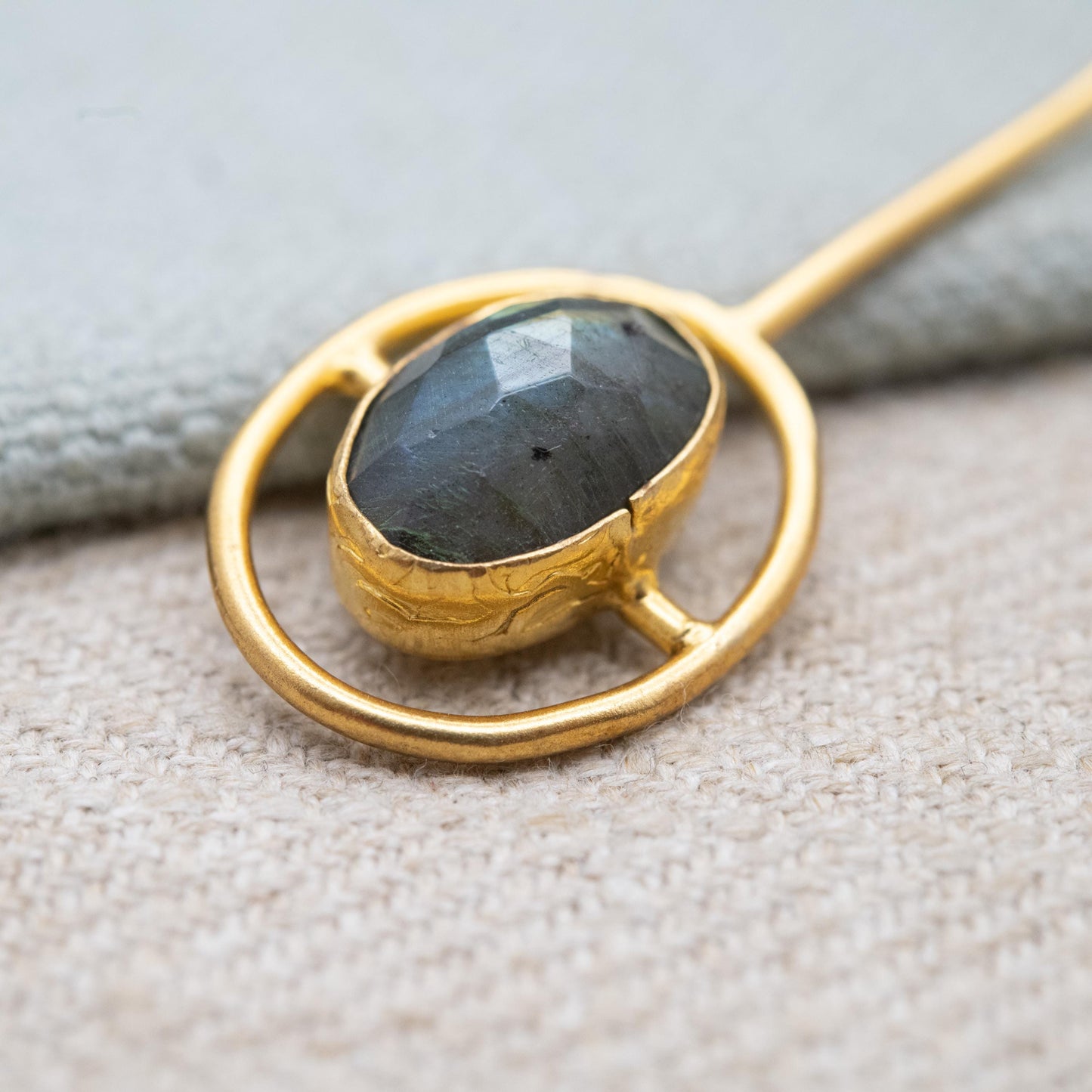 Gold Plated Sterling Silver Labradorite Pendant with Faceted Gemstone - Minimalist Gift for Her