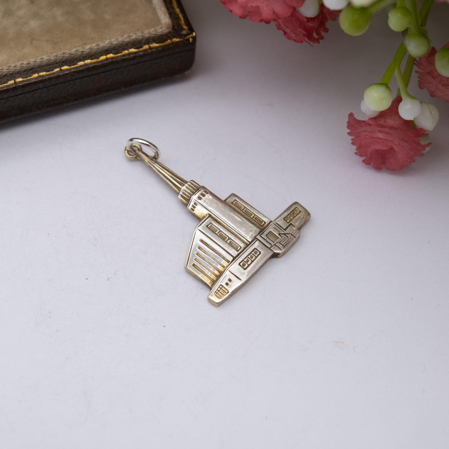 Vintage Gold Plated Sterling Silver London England Temple Charm Pendant - Church of the Latter-Day Saints | Souvenir Gift for Charm Bracelet