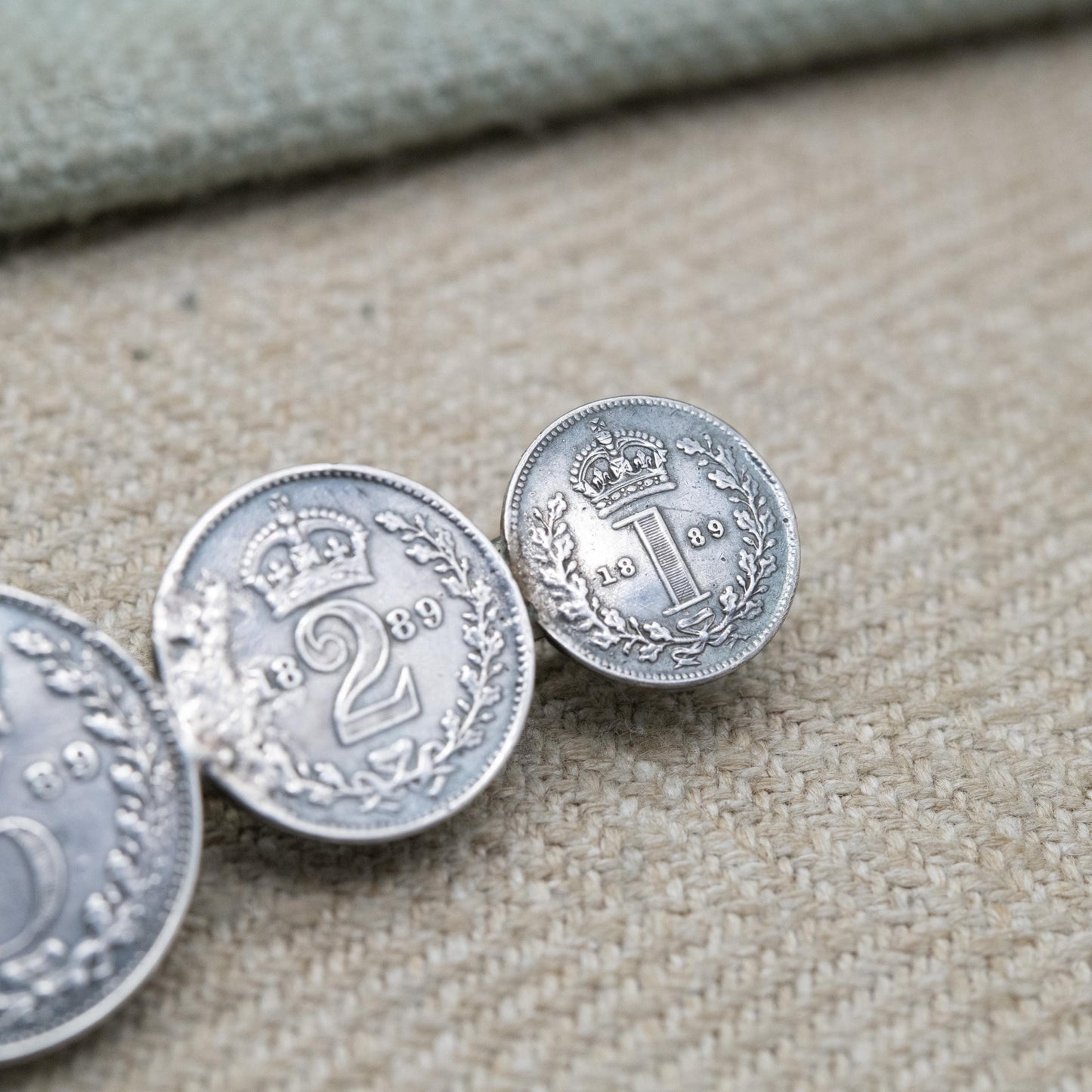 Antique 1889 Victorian Maundy Money Sterling Silver Coin Brooch - Victoria Jubilee Head | Numismatic Jewellery | Long Bar Brooch