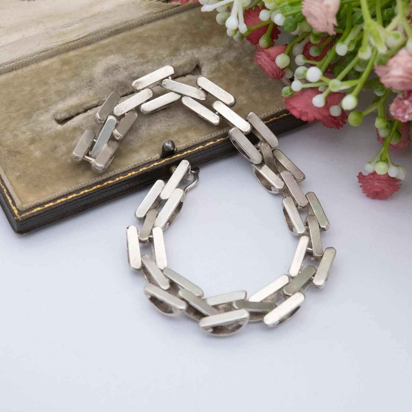 Vintage Egyptian Silver Panther Link Bracelet - Chunky Unisex Everyday Silver Jewellery