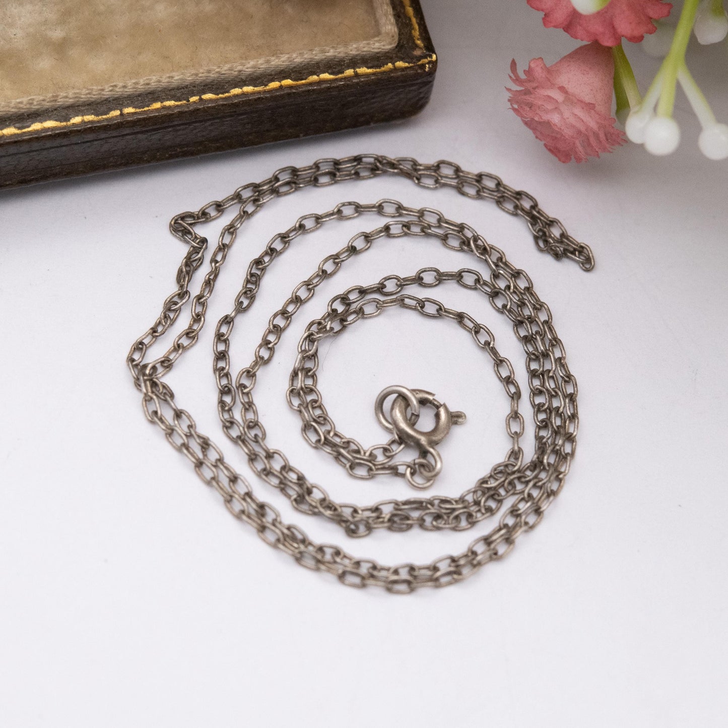 Vintage Sterling Silver Trace Chain Necklace 20" - Thin Silver Necklace Cable Link | Unisex Necklace Gift
