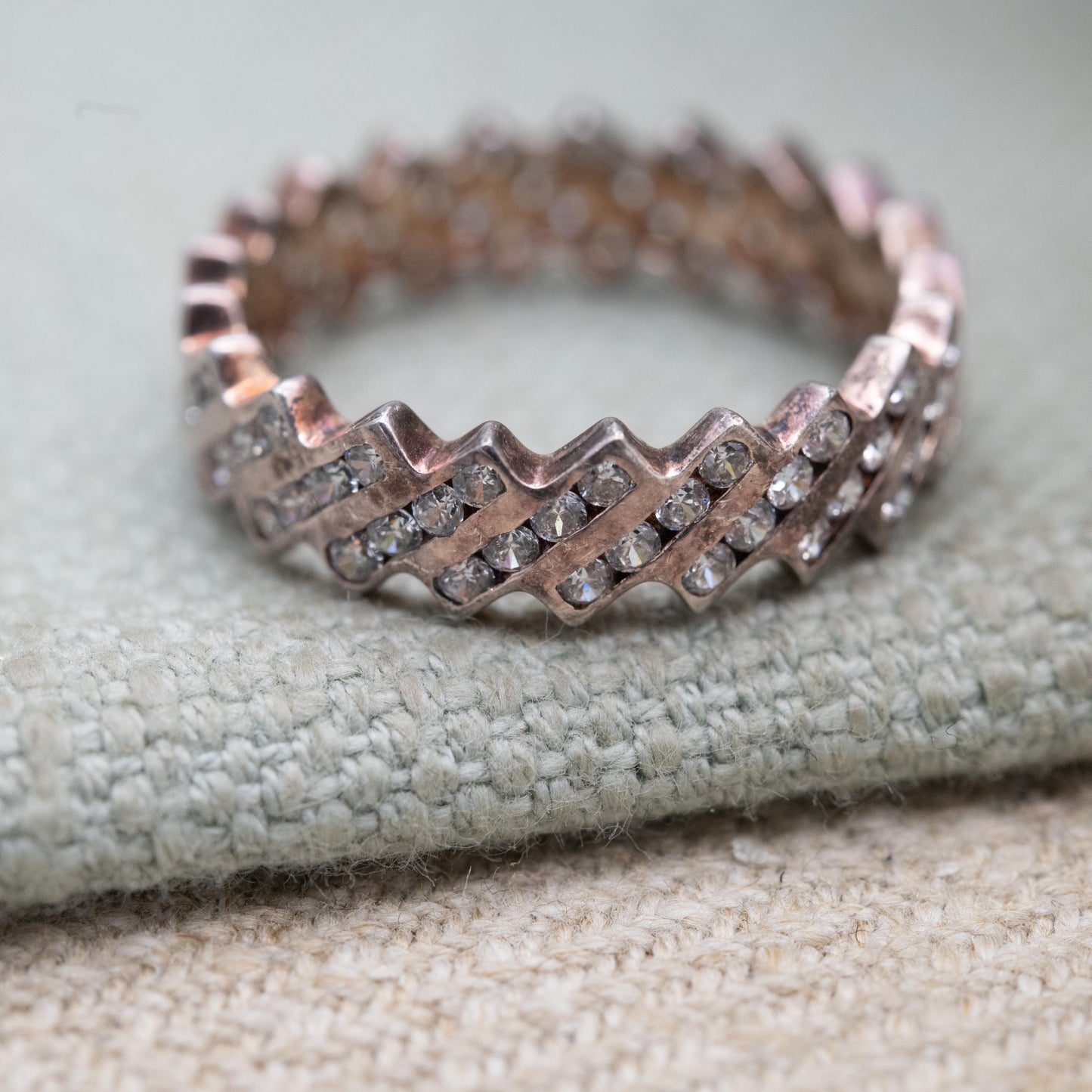 Sterling Silver Eternity Ring with CZ Stones - Sparkly Jewellery Gift for Her | UK Size - R | US Size - 8 1/2