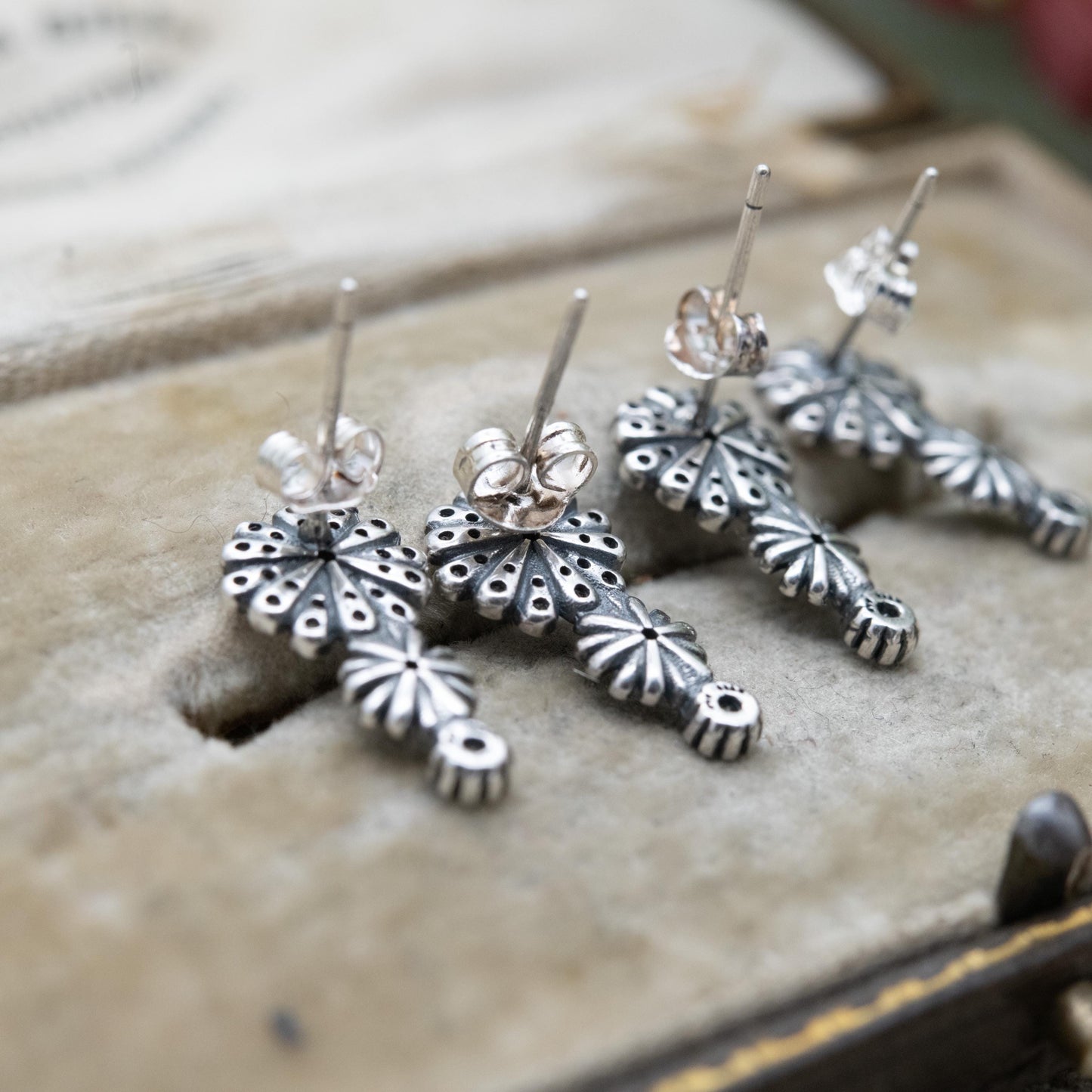 Pandora Sterling Silver Clear Stone Flower Stud Earrings - Designer Gift for Her