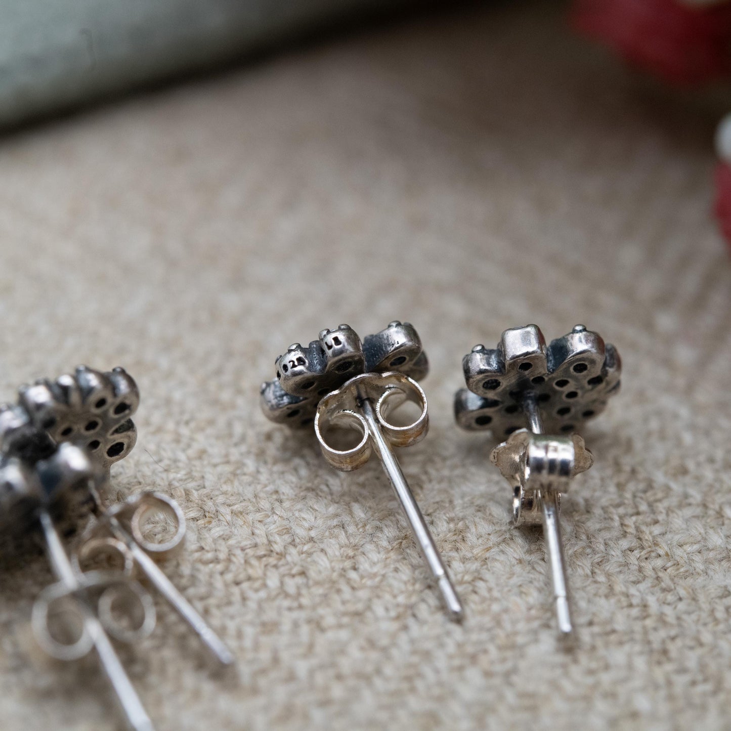 Pandora Sterling Silver Clear Stone Flower Stud Earrings - Designer Gift for Her