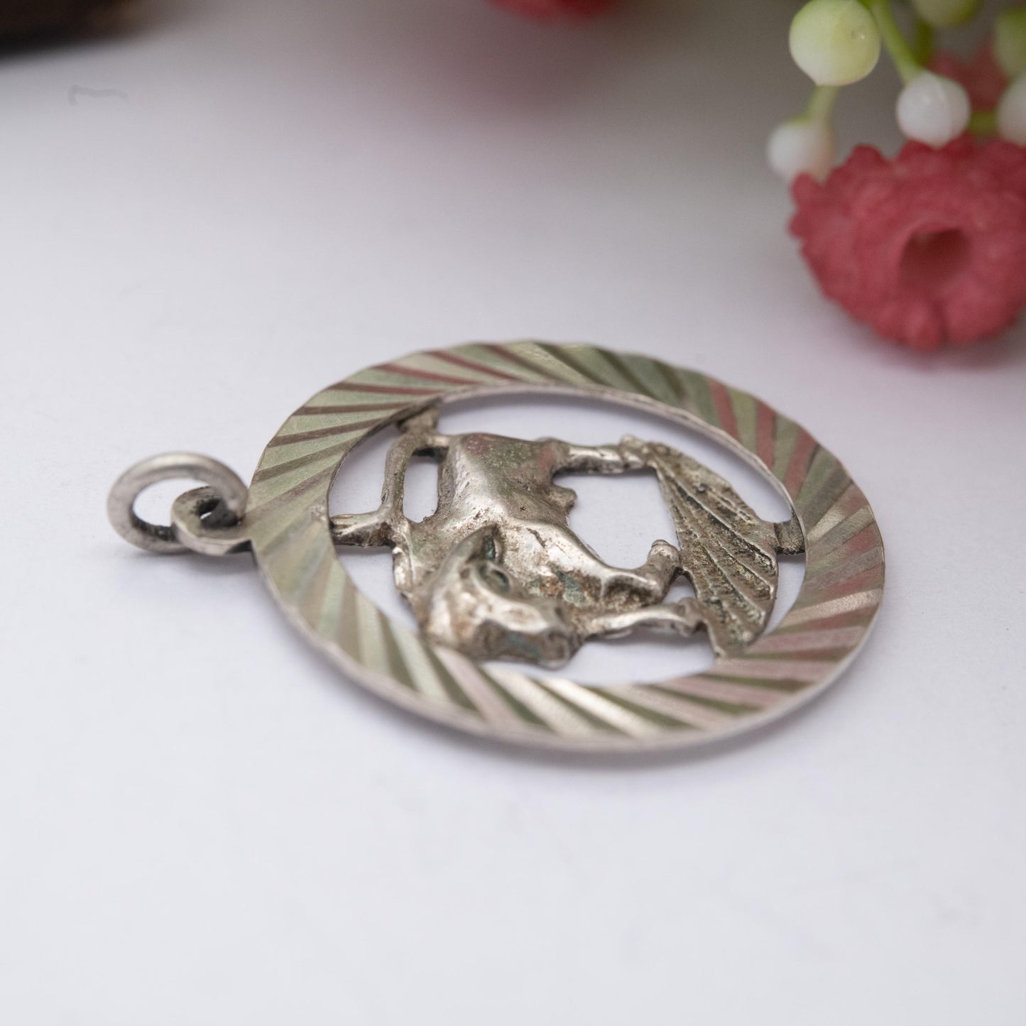 Vintage Sterling Silver Taurus Bull Charm Pendant - Astrological Zodiac Star Sign Symbol | April May Birthday Gift
