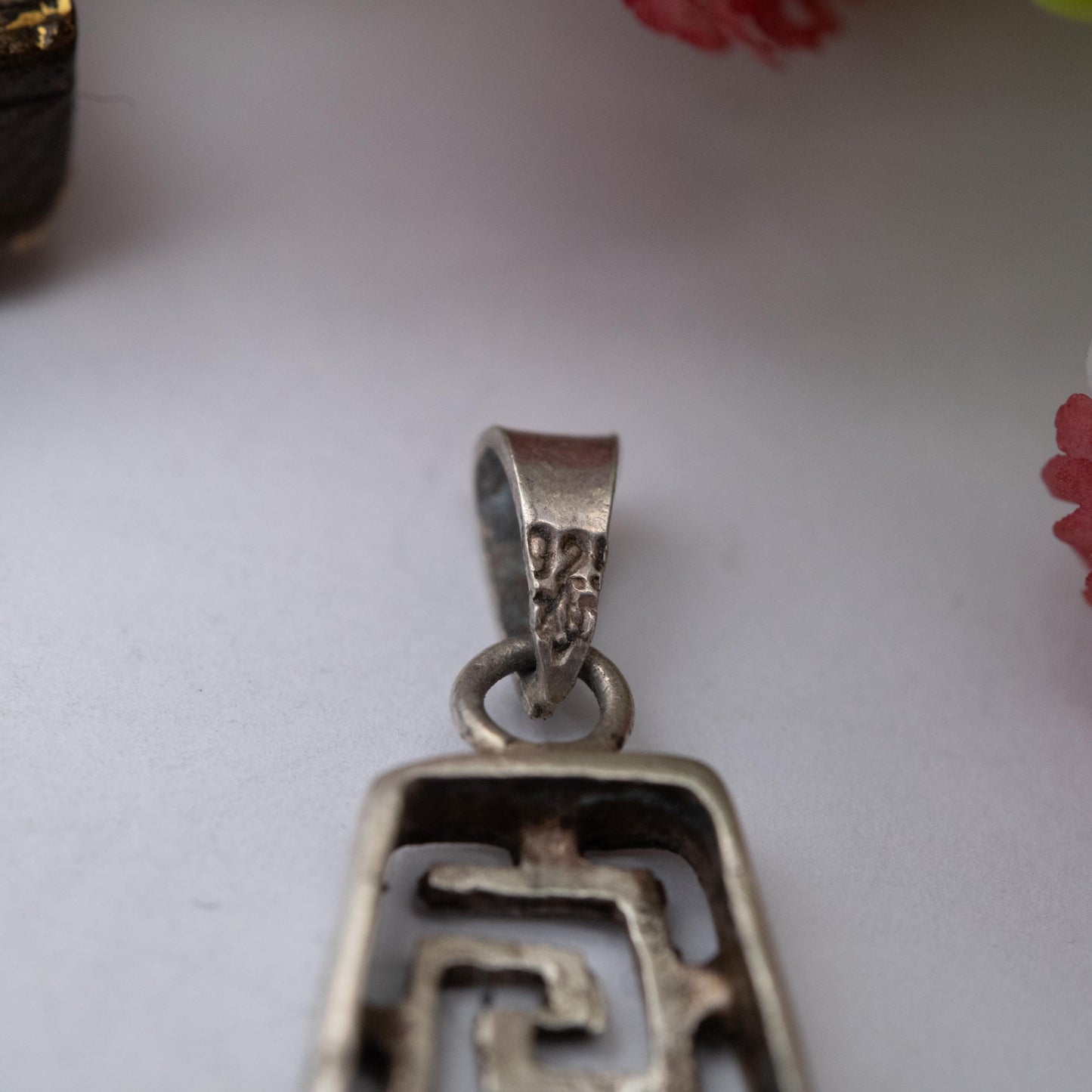 Vintage Mexican Sterling Silver Maze Pendant - Mexico Souvenir Gift