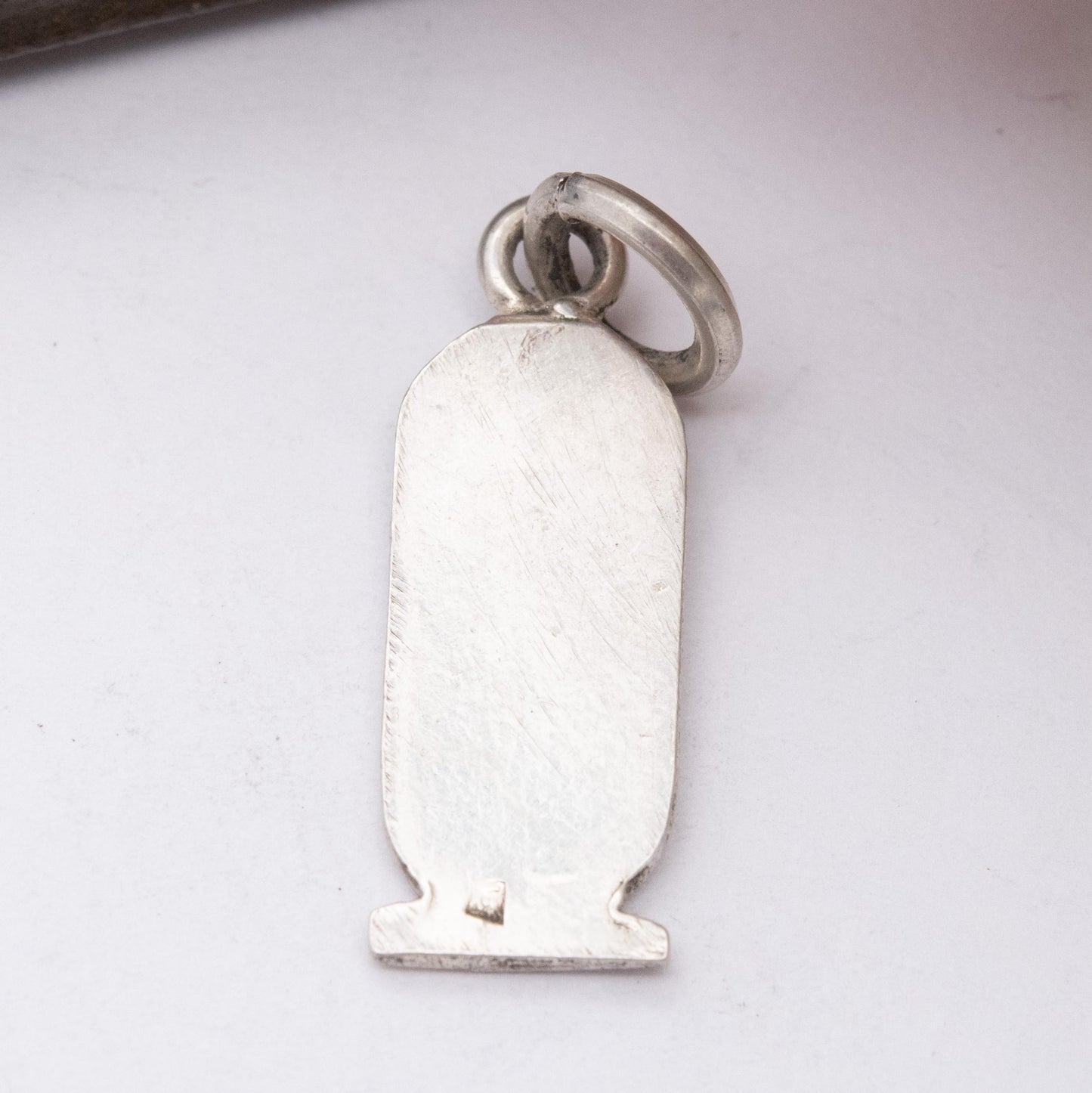 Vintage Silver Egyptian Cartouche Pendant with Hieroglyphs - Raised Relief Design Ancient Egypt Symbols