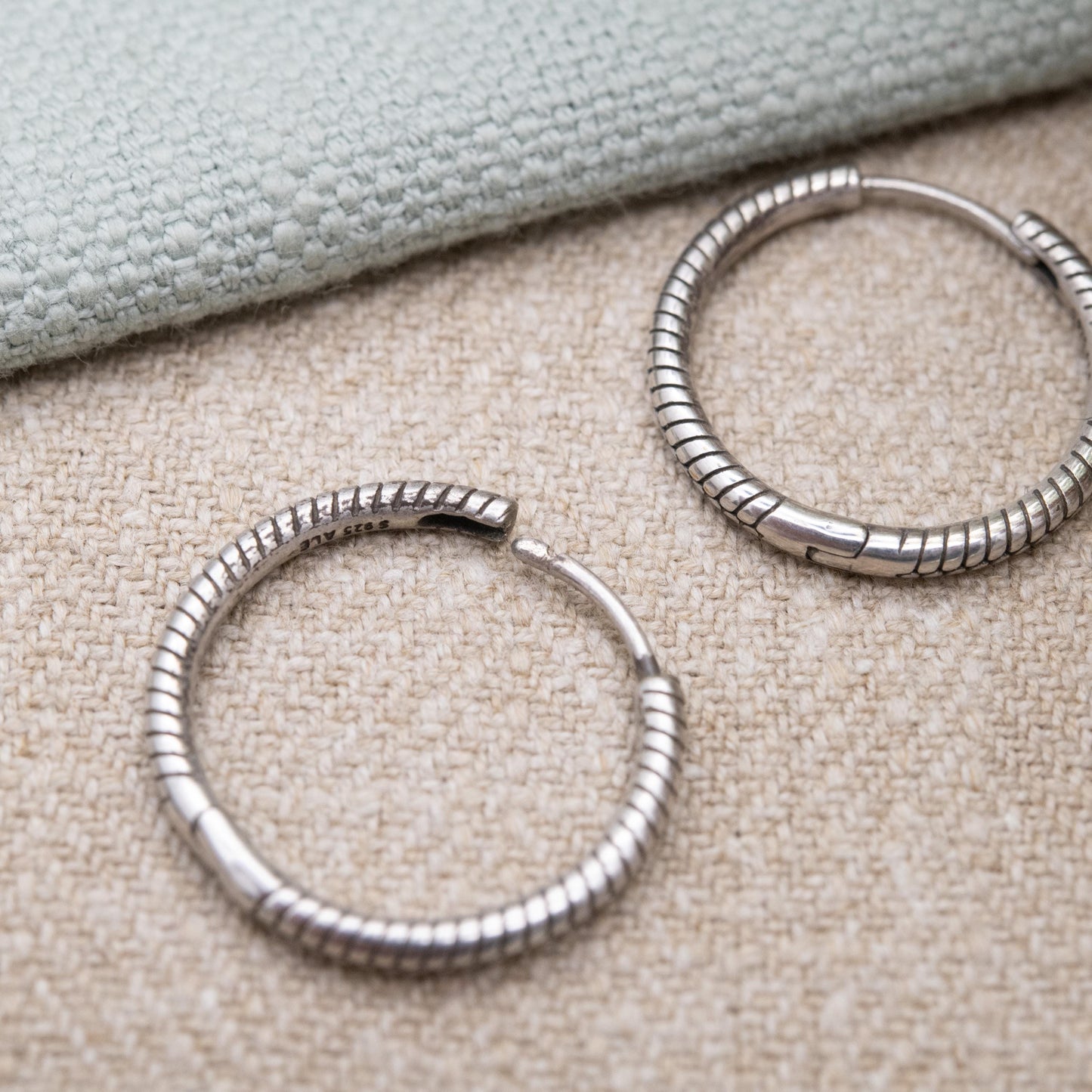 Pandora Sterling Silver Hoop Earrings - Textured Charm Hoops | Everyday Jewellery Gift for Her