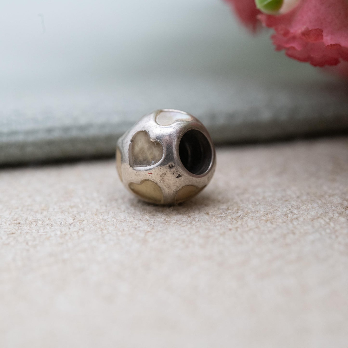 Pandora Sterling Silver Mother of Pearl Love Heart Charm Pendant - Designer Gift for Charm Bracelet
