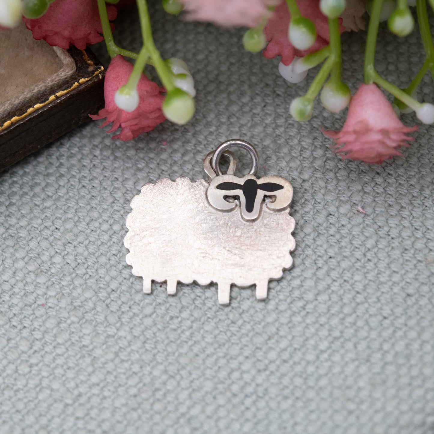 Vintage Sterling Silver Enamel Sheep Charm Pendant 1998 - Scottish Gift for Bracelet Necklace