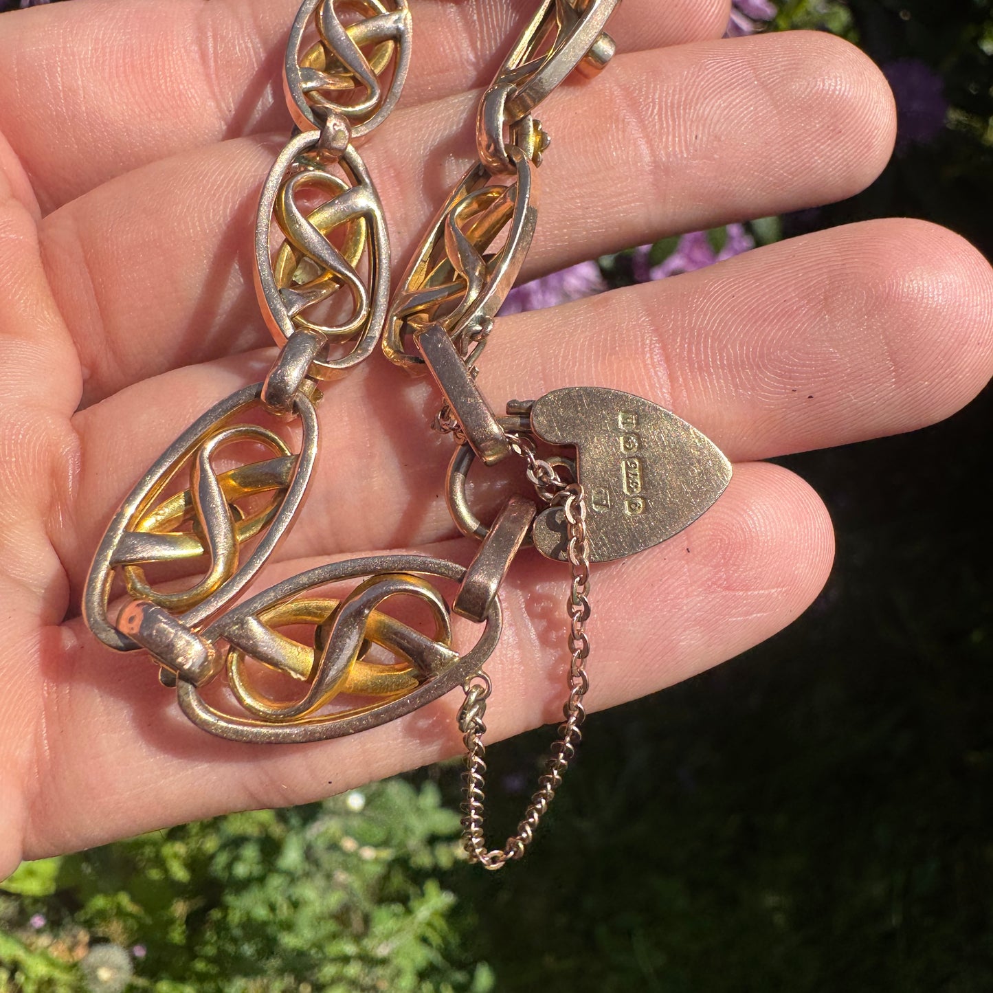 Antique 9ct Gold Peridot and Seed Pearl Bracelet 1907
