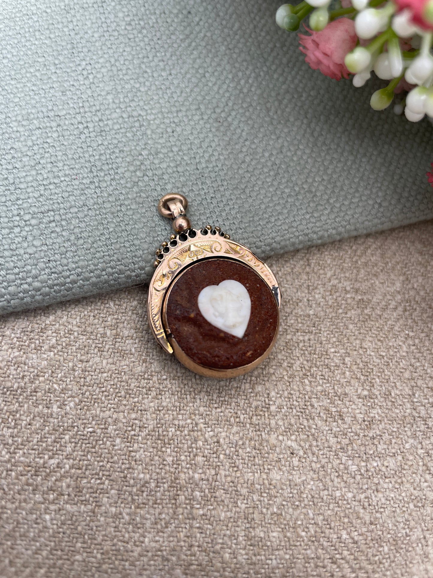 Antique 9ct Gold Spinner Fob Pendant