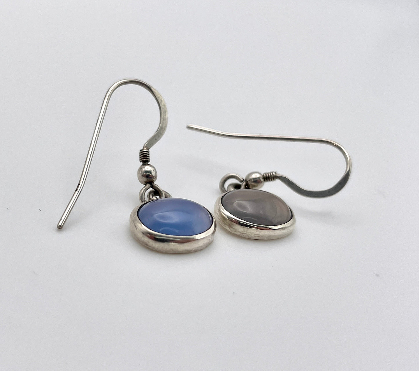 Vintage Opalised Glass Earrings - 925 / Silver / Drop / Retro