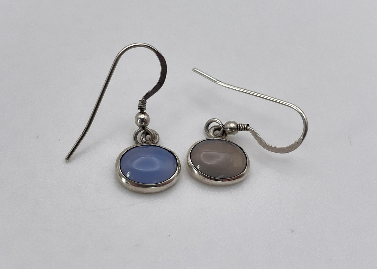 Vintage Opalised Glass Earrings - 925 / Silver / Drop / Retro