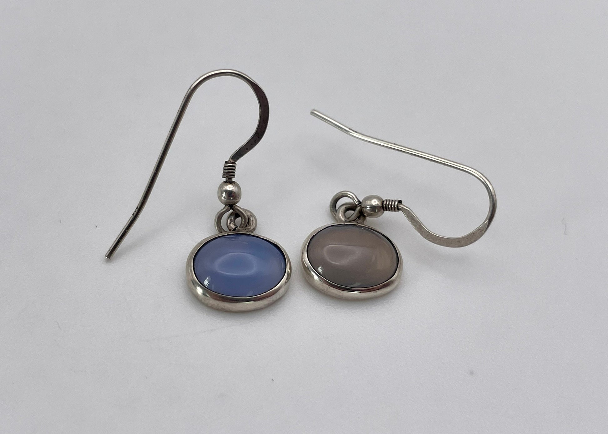 Vintage Opalised Glass Earrings - 925 / Silver / Drop / Retro