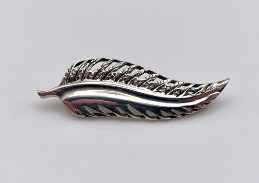 Vintage Sterling Silver Leaf Brooch - Mid-Century / Retro / Plants / Minimalist / Modernist / 925