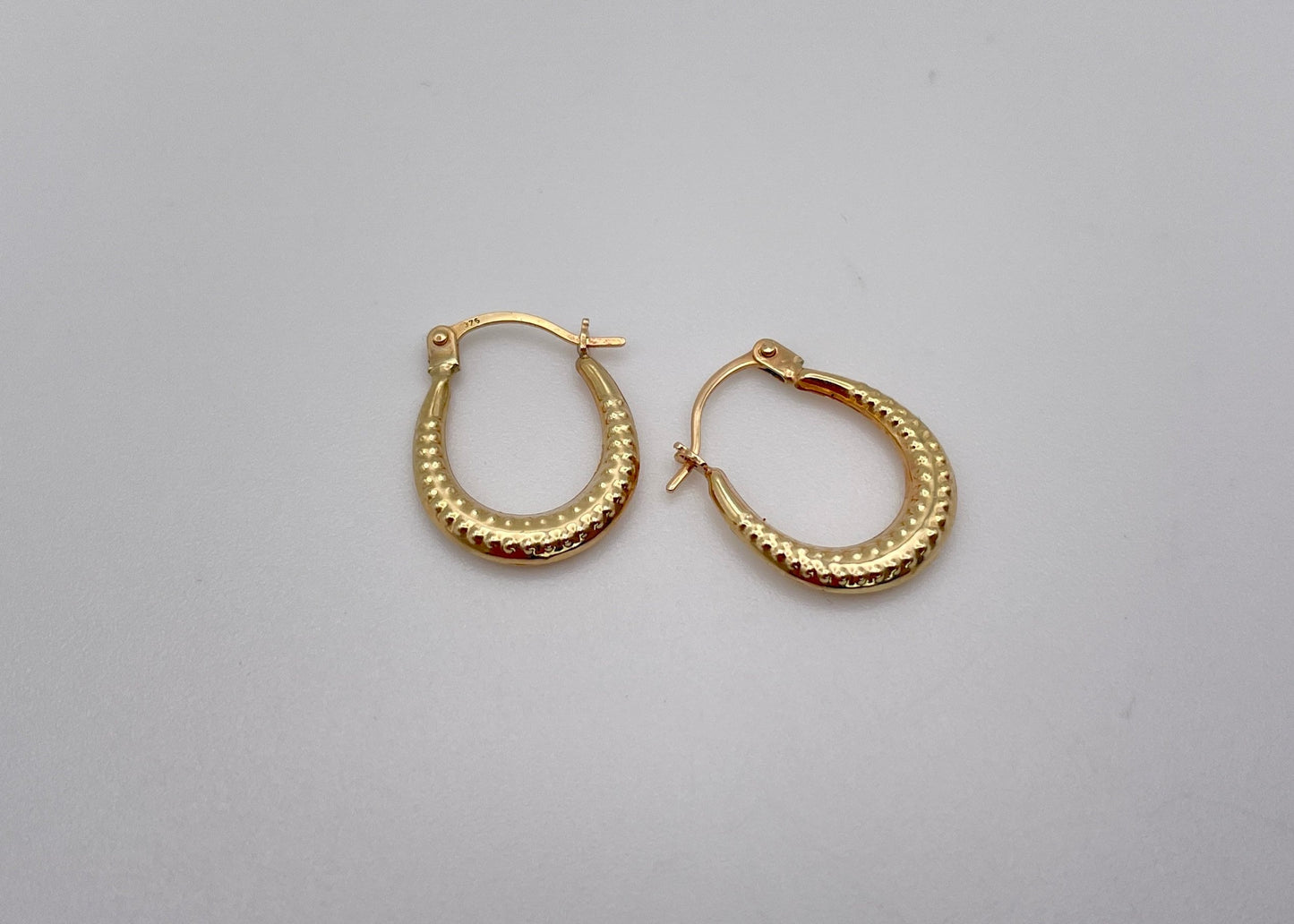 Vintage 9ct Gold Creole Hoop Earrings with Textured Hoop