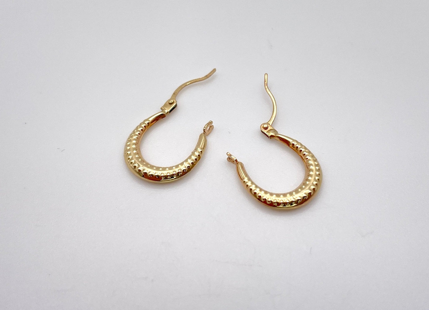 Vintage 9ct Gold Creole Hoop Earrings with Textured Hoop