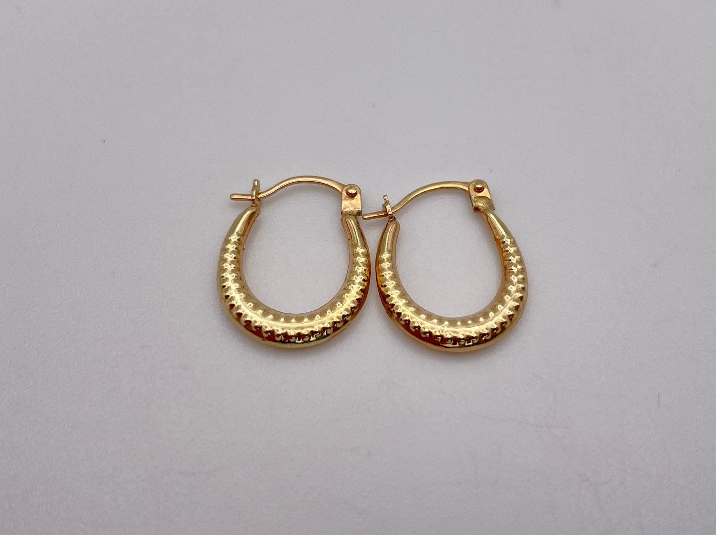 Vintage 9ct Gold Creole Hoop Earrings with Textured Hoop